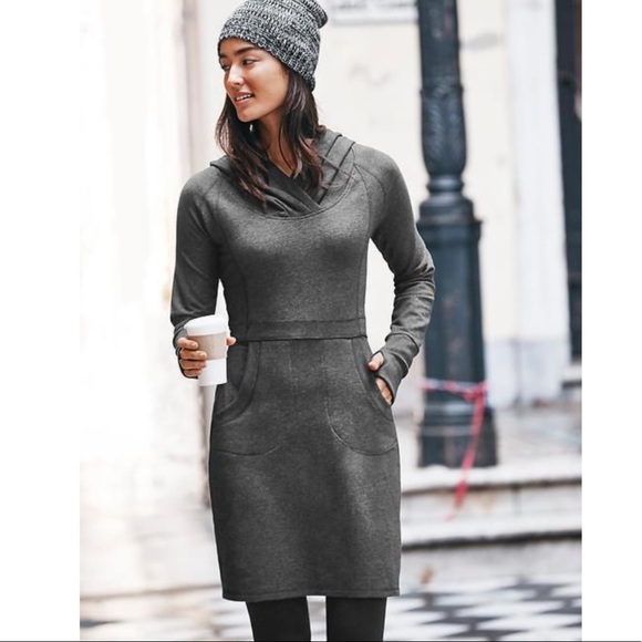 Athleta Dresses & Skirts - 🆕 Athleta Cooldown Hoodie Sweater Dress Grey